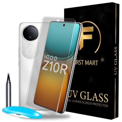 Image of FIRST MART Matte UV Tempered Glass for IQOO Z10R and IQOO Z10 | Anti-Glare Curved Screen Protector, 9H Scratch Resistant, Fingerprint Compatible, Case-Friendly | Pack of 1