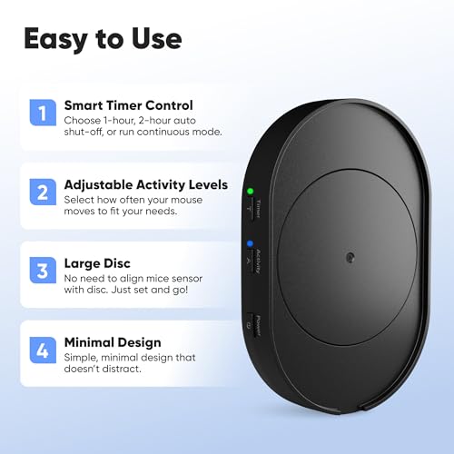 Image of Undetectable Mouse Mover Jiggler, Adjustable Activity, Optional Shut-Off Timer, Random Movement Engine, No Software, Quiet & Undetectable Operation, USA Company (Single Disc)