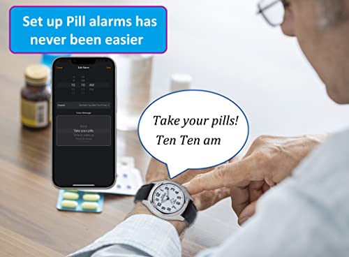 FIVE SENSES Smart Atomic Talking Watch with Voice Reminders and App Control for Seniors and Visually Impaired - A Great Gift for Blind Men and Women, Talking Watches for The Blind