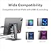 Adjustable Tablet Stand with USBC Hub 7-in-1, Aluminum Tablet Holder with Docking Station, 360° Swivel Base, 4K HDMI, 100W PD Charging, USB 3.0, SD/TF Reader, 3.5mm Audio, for iPad with USB-C Port