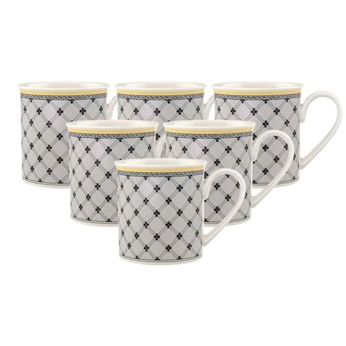 Villeroy & Boch Audun Promenade Kaffeebecher, 300 ml, Höhe: 9,1 cm, Premium Porzellan, Weiß/Bunt, 6er Set