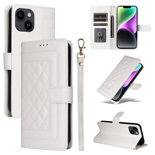 xinyunew Coque pour iphone SE 2024, Etui Protection Housse Premium en Cuir PU, [Pochette de Portefeuille] [Fermeture Magnétique] [Etui à Rabat]- Blanc