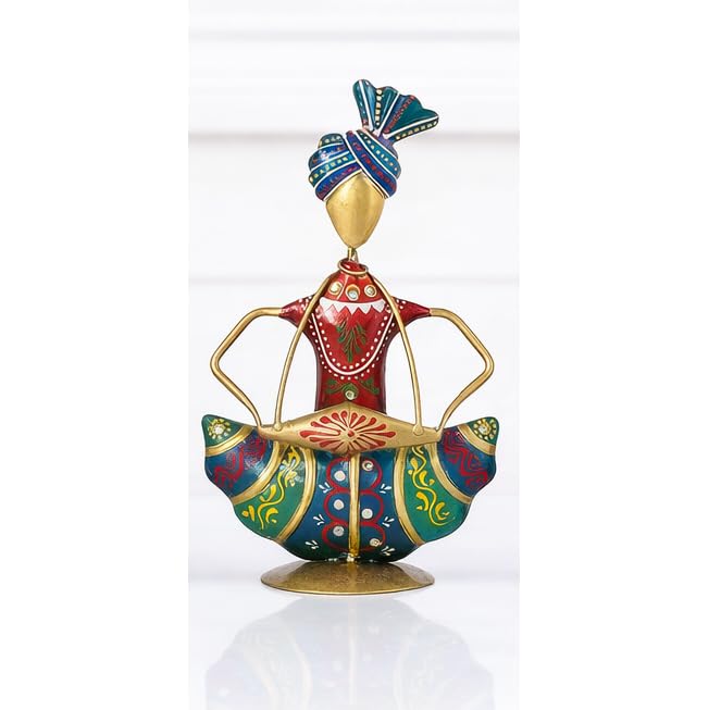 Image of Sitting Sardar Dholak Musician Figurine Handcrafted Rajasthani Showpiece | Single Home Decor Statue for Living Room, Office Desk & Shelf | Decorative Table Item | 16 cm