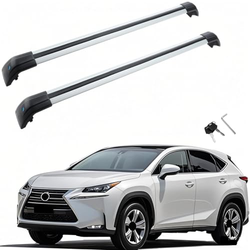 MotorFansClub Roof Racks Cross Bars Fit for Lexus NX NX200 NX200t NX300H NX300 2015 2016 2017 Baggage Luggage Racks Rail Lockable (Needs to Attach to Open Side Rails)