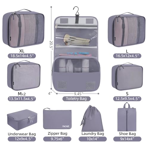 Image of BAGAIL 6 Set /8 Set /10 Set Packing Cubes Various Sizes Packing Organizer for Travel Accessories Luggage Carry On Suitcase