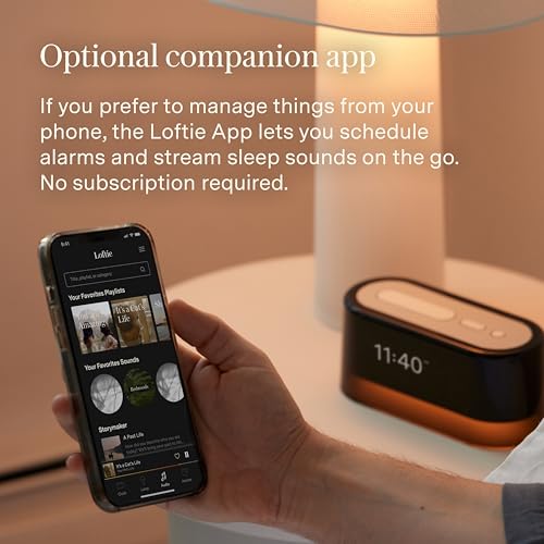 Loftie Alarm Clock with Sound Machine – Smart Alarm Clock with Night Light, White Noise, Bluetooth Speaker, 100+ Sounds Included Free, No Subscription Required, Blackout Mode- Black - Image 3