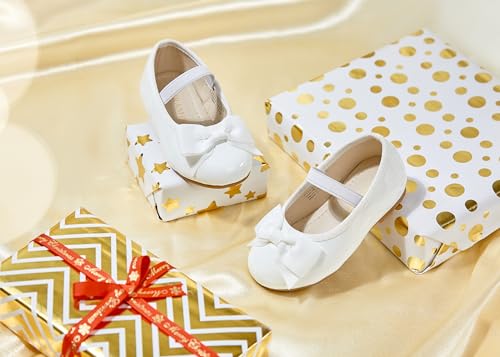 Image of PHIRAMIN Toddler Flower Girl Dress Shoes - Little Girl Ballet Flats Bow Wedding Party