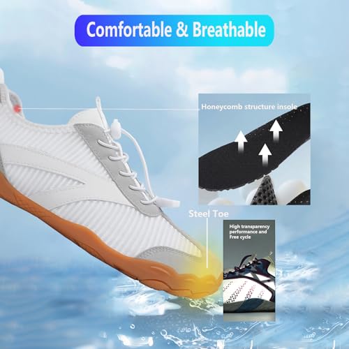 Image of Beach Water Shoes for Women Men Quick Dry Non-Slip Wide Toe Hike Barefoot Footwear for Beach Pool Aqua Swim Surf Walk