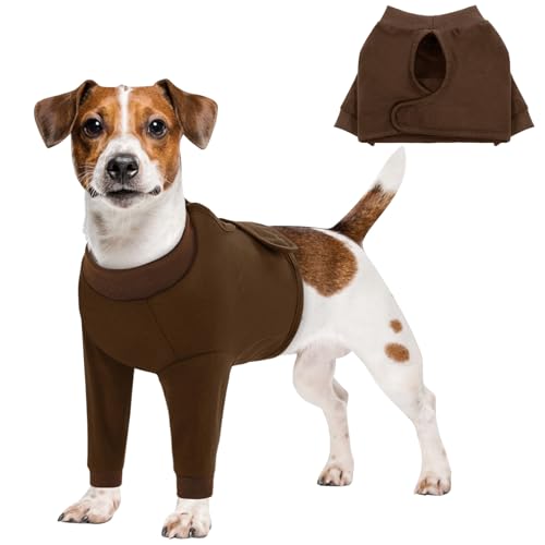 Image of Queenmore Dog Surgery Recovery Sleeve Front Legs, Breathable Dog Recovery Sleeve, Elbow Protector Pet Cone Alternative After Surgery, Brown, M