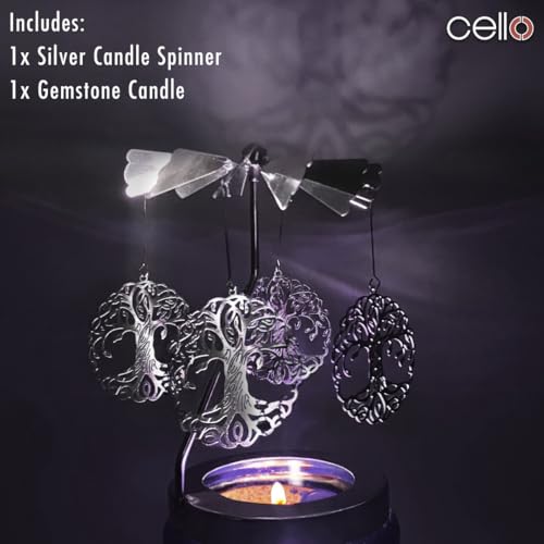 Cello Amethyst Scented Candle with Spinner - Stunning Crystal Candle with Amethyst Gemstones - Anxiety Gifts for Women - Image 2
