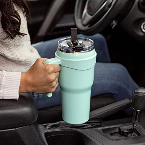 Hydrapeak Roadster 40Oz Tumbler With Handle And 2-In-1 Straw Lid, Insulated Leak Proof Double Walled Stainless Steel Coffee Travel Mug - Keeps Cold For 34 Hours Or Hot For 10 Hours (Sage) #TOP4