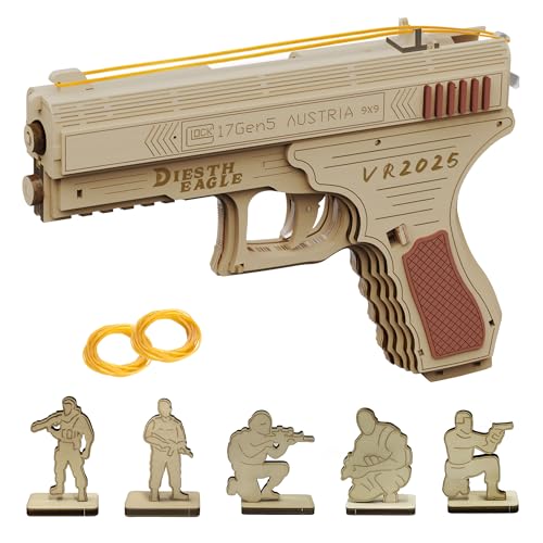 3D Wooden Gun Puzzle & Rubber Band Model DIY Toy