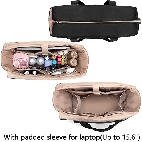 CURMIO Nurse Tote Bag, Portable Medical Supplies Bag with Padded Laptop Sleeve for Home Visits, Clinical Study, Health Care, Bag Only, Black (Patent Pending)
