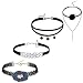 ANAZOZ Bijoux Fantaisie Collier Fille Ras du Cou Velours Choker Gothique, 4PCS, Stretch Tattoo and Noir Perle Chokers s