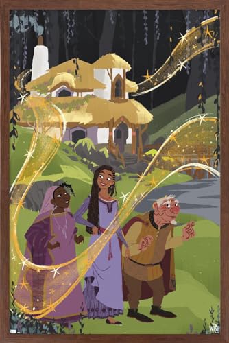 Poster Disney Wish encadré acajou 37x56 cm, cadeau idéal pour enfant