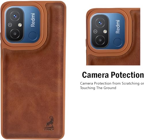 Image of AIBEX Shield Back Cover Case Compatible with Xiaomi Redmi 12C / Poco C55 Back Cover | Flexible Vegan Leather | Full Camera Protection | Raised Edges | Super Soft-Touch | Bumper Case