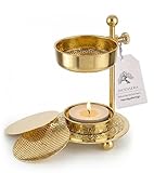 Incensera Räucherstövchen mit Sieb – Gold, höhenverstellbares, elegantes & flexibles weihrauchbrenner | für Weihrauch, Harze & Kräuter, inkl. 2 Aufsätze & Teelicht, hitzebeständig & leicht zu reinigen