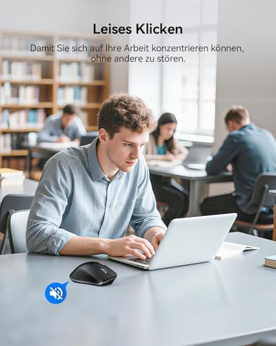 TECKNET Bluetooth kabellose Maus(BT 5.3/5.0+2,4G), Seitliches Mausrad, Wiederaufladbare Maus Ergonomisches, Geräuschloses Klicken 4800 DPI, 7 Tasten, für Mac OS,Windows, Schwarz