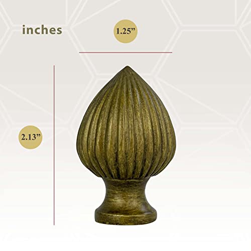Image of Royal Designs, Inc. Ribbed Pear Finial for Lamp Shade, Antique Brass - Pack of 2