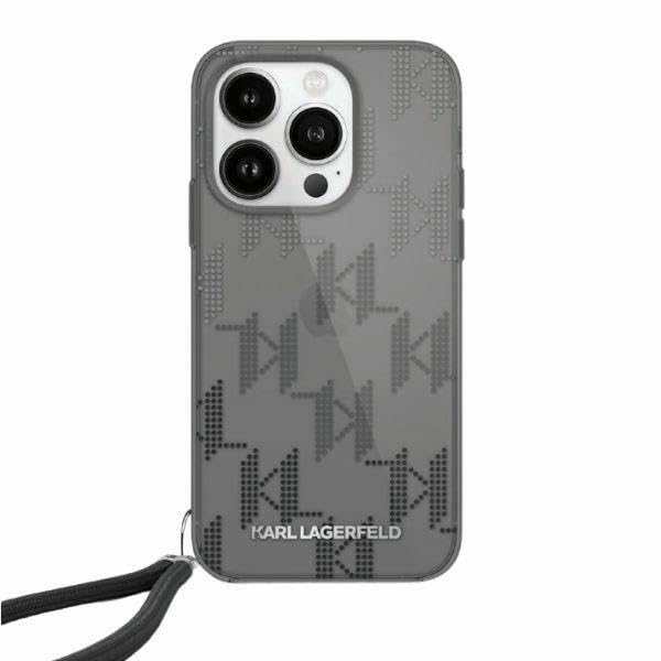 CG Mobile Karl Lagerfeld KLHCP15SHKDPNSK Coque pour iPhone 15/14/13 6,1" Noir Étui rigide IML Mono KL Motif et cordon
