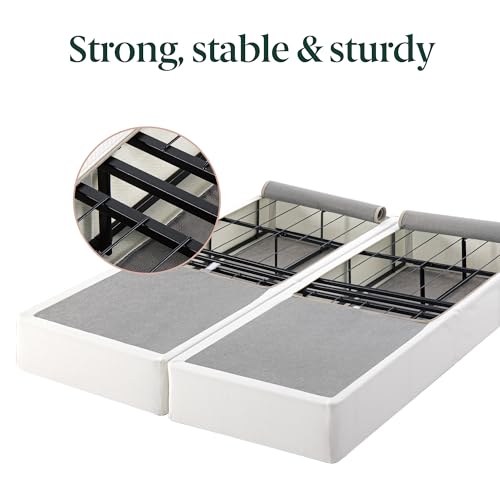 Image of ZINUS 9 Inch Box Spring with Cover, No Assembly Mattress Foundation, Sturdy Metal Structure, Split Queen, White