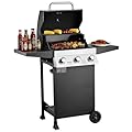 VEVOR Gas Grill, 3 Burner Propane Gas Grill with Spacious 338 SQ.In Grilling Area, Carbon Steel Enamel Grates, Outdoor 36,000 BTU Patio Garden BBQ Grills with Foldable Side Shelves, Carbon Steel
