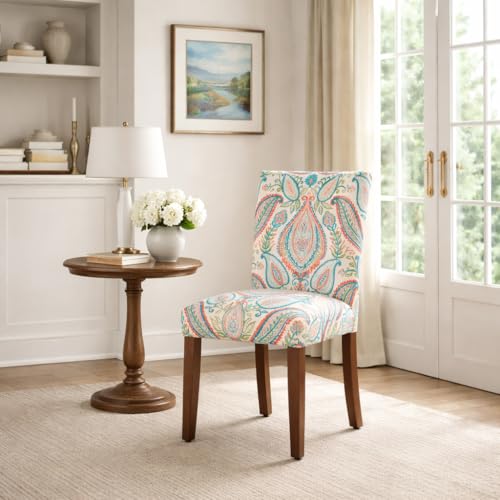 Image of HomePop Parsons Classic Upholstered Accent Dining Chair, Set of 2, Colorful Paisley