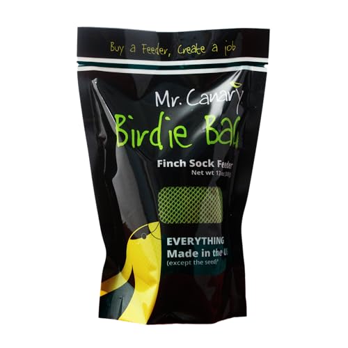 Mr. Canary Birdie Bag 13oz Nyjer Finch Sock Feeder Seed-Filled Everything Made in The USA by People with Disabilities Sterilized Nyjer Seed Wont Sprout (Green)