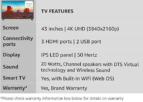 Image of LG 108 cm (43 Inches) 4K UHD LED Smart TV 43UK6360PTE (Black) (2018 model)