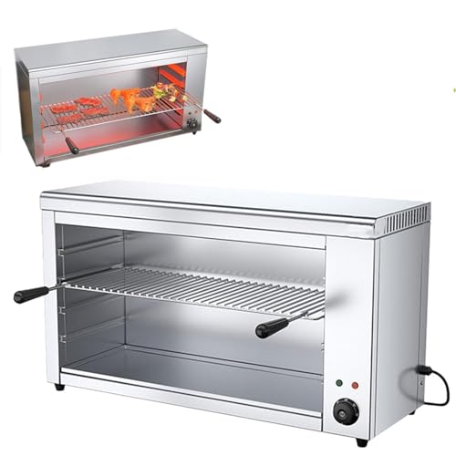Commercial Electric Salamander Broiler Grill - Countertop Stainless Steel Oven with Adjustable Thermostat 50°C-300°C for Steak, Fish, Chicken, and Sandwiches