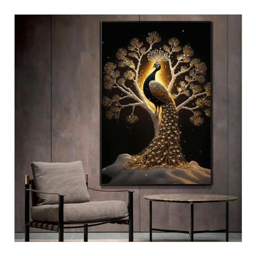 Toile de paon pour decorer un mur vide de salon ou chambre 50x70