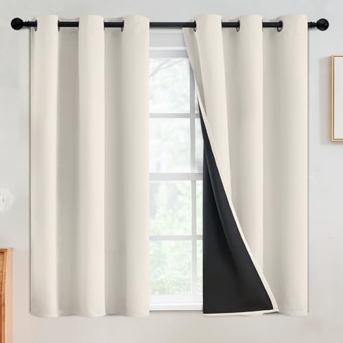 SimpleHome Cream 100% Blackout Curtains Room Darkening Living Room 54 Inch