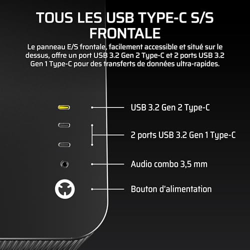 CORSAIR AIR 5400 LX-R RGB iCUE Link Boîtier PC Triple Chambre Moyen-Tour Panoramique — Chambre Isolée pour AIO 360mm, Compatible Mères À Connexion Inversée, 3X Ventilateurs RGB LX-R Inclus — Noir