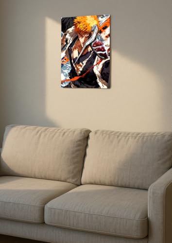 Image of NIJUKA Anime Printed A4 Size Metal sheet Poster For Home And Room Decoration | For Anime Art Fans Boys And Girls (Ichigo Korosaki Bankai User)