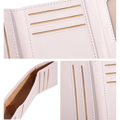 Women Girls Wallet Cute Bowknot Wallet Small Tri-Fold PU Leather Wallets Aesthetic Women Purse Short Trifold Wallets Cash Card Holder Bag (2-Pink)3