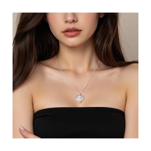 Moissanite necklace for women, 1-3 carat moissanite heart necklace with"I LOVE YOU"S925 sterling silver jewelry necklace,birthday gifts for wife, also a holiday gifts for girlfriend, mother, daughter - Image 3