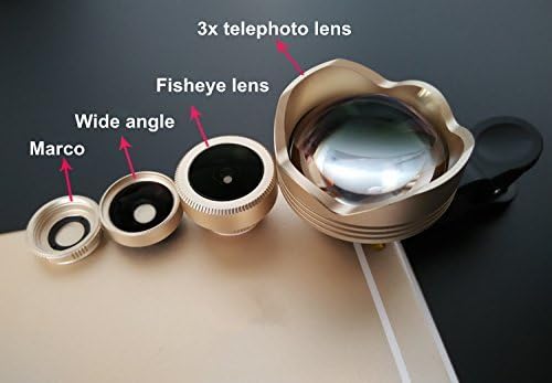 Ultra HD Professional Phone Lens Kit 4 in 1 180 Fisheye Lens + 0.63x Wide Angle Lens + 15x Macro Lens + 3x Telephoto with Clips for Iphone 5S SE 6 6S Plus Samsung S6 S7 Edge image 5