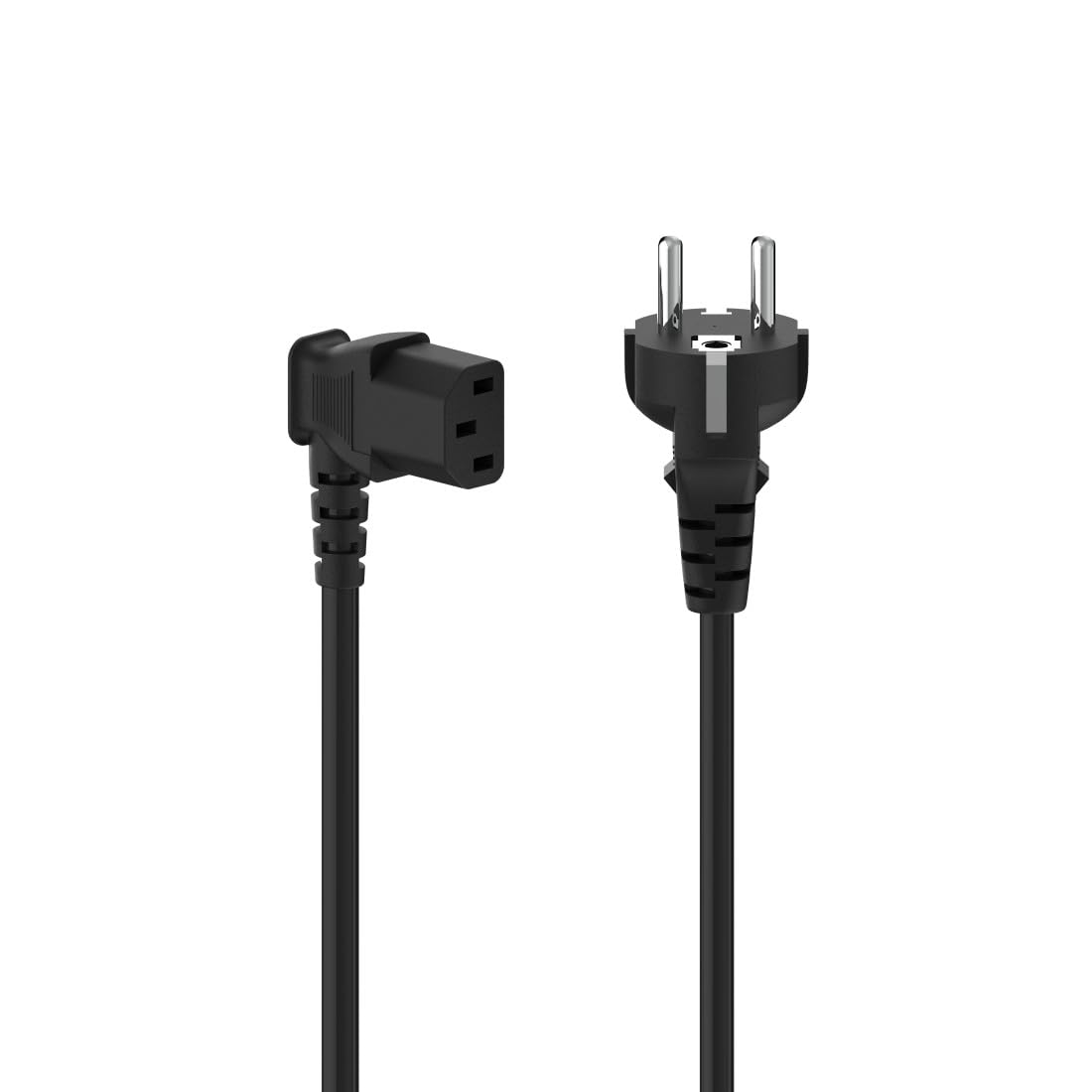 Hama Netzkabel 90° abgewinkelt, 5 m – IEC C13 Buchse, französischer Typ E/F, schwarz