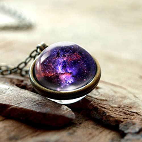 Galaxy Pendant Necklaces Nebula Double Sided Outer Space Glass Planet Necklace For Girl Women Men Earth Globe Universe Jewelry 7 #TOP3
