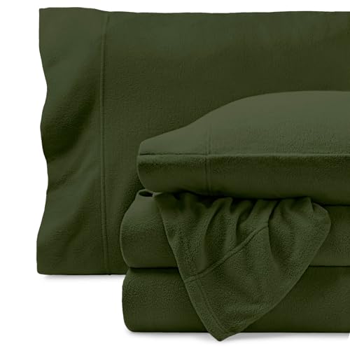 Image of Bare Home Super Soft Fleece Sheet Set (King, Cypress) | Extra Plush Polar Fleece, No-Pilling Bed Sheets, All-Season, Cozy Warmth, Deep Pockets 6 to 15 Inches
