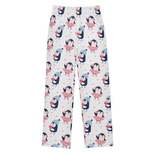 Skating Penguin with Love Boys Long Pants Soft Trousers Elastic Waist Kids Lounge Bottoms with Pockets S-XL - Main Image