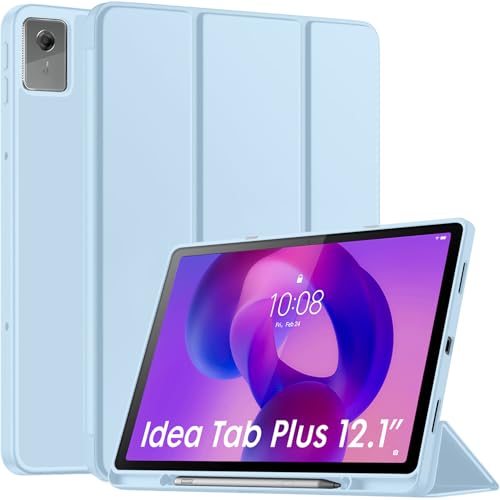 Image of Robustrion Cover for Lenovo Idea Tab Plus 12.1 inch Cover Case with [Pencil Holder], Trifold Cover Case for Lenovo Idea Tab Plus Tablet Cover [Auto Sleep Wake Support] - Light Blue