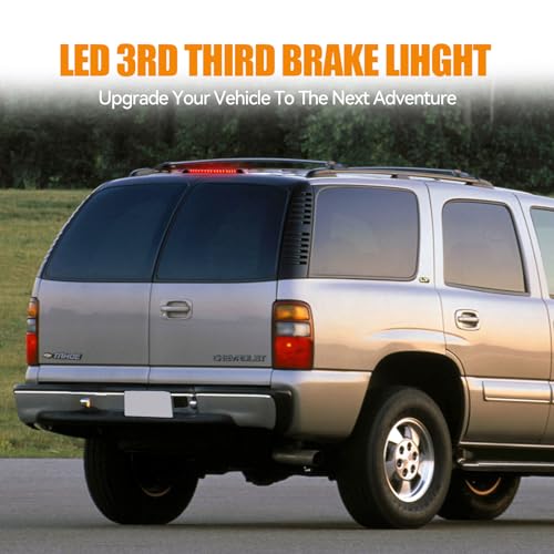 Image of Third 3rd Brake Light LED for 1992-1999 Chevy C /K Suburban Blazer Tahoe /GMC Yukon Jimmy /Hummer H2 / Bravada High Mount Rear Brake Lights Center Cab Stop Light (Black)