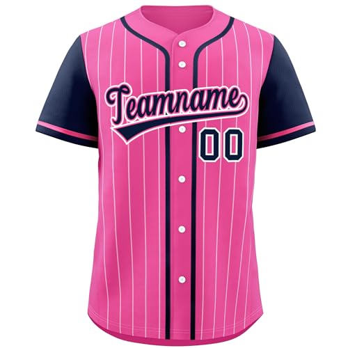 KXK Camisa de beisebol risca personalizada com botões e uniforme esportivo personalizado para homens