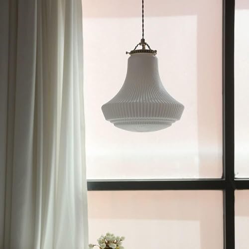Chandelier verre de jade blanc E27 et cuivre, suspension d'exception - 5