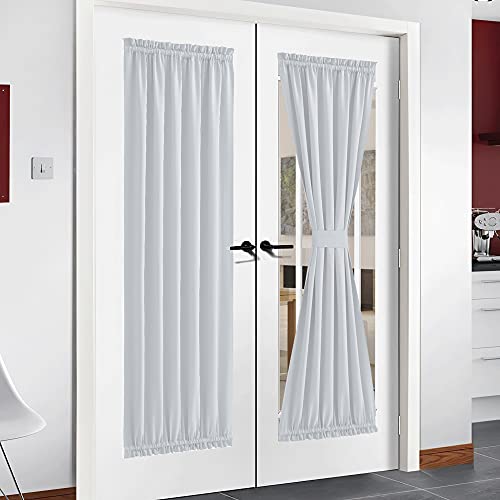 NICETOWN Room Darkening Patio Door Panel - Room Darkening French Door Thermal Blackout Curtain/Drape/Drapery (54" Width x 72" Length, Platinum-Greyish
