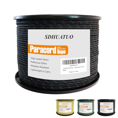 SDHUATUO Paracord Rope 1000FT, 550lb Type III Nylon Parachute Cord