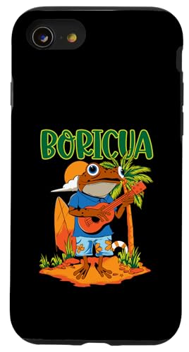 Boricua Coqui Frog With A Guitar �v�G���g���R �o�P�[�V���� �X�}�z�P�[�X iPhone SE (2020) / 7 / 8 �p