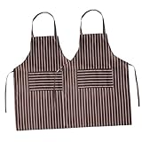 LIGIGWASH 2 Stück Kochschürze mit Tasche Ölbeständige Küchenschürze im Modischen Streifen Design Küchenlatzschürze für Damen und Herren Schmutzabweisender Vielseitiger Schutz Beim Kochen