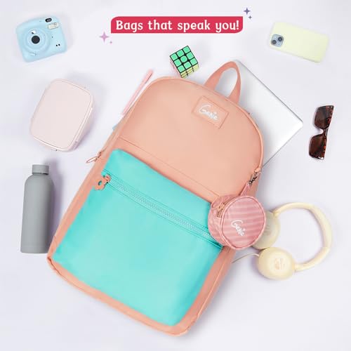 Image of Genie Chique Casual Backpack For Girls |18 In-27 Ltr with Laptop Sleeve, Rain Cover and Three Compartments with Padded Shoulders |Best for Books,Stationery,Lunch Box & Essentials - Teal